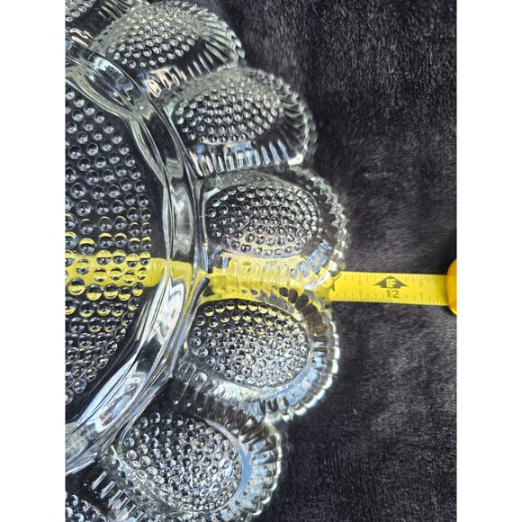 Mid-Century Clear Hobnail Glass Serving Plate Deviled Egg & Relish Round 11″ - Picture 4 of 4